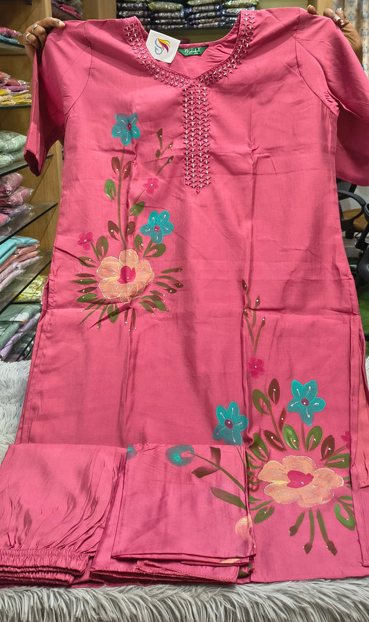 Dusty Colors Big Size Kurti Set - 3 Piece